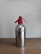 Ancien Siphon En Inox Et Rouge