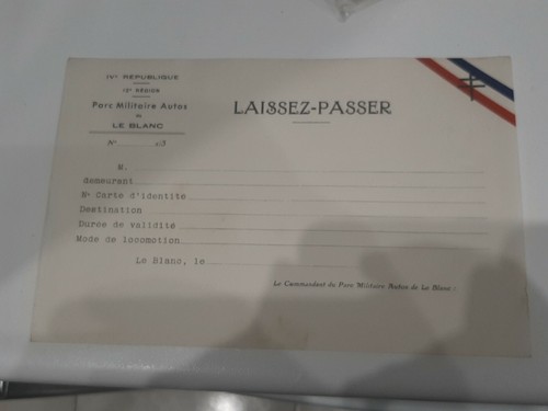 Laisser passer ffi maquis - passer, ww2