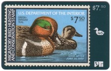 Canard Chasse Timbre Carte 46'