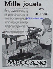 PUBLICITE MECCANO JOUET JEU DE CONSTRUCTION BATEAU TRAIN VOITURE 1933 FRENCH AD