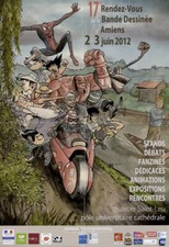 JOUVRAY AFFICHE 17ème FESTIVAL BD AMIENS 2012 (avec un hommage à Tintin pirogue)