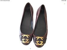 Superbe ballerines cuir marron Gucci 38,5 Tbe authentique 