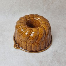 Moule à Kouglof Ancien en Faïence Vernissée – Brun Mouché – Style Rustique