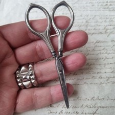 Ciseaux Anciens Nogent Couture en Argent 1900 Victorian French Silver Sewing