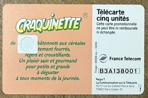 Telecarte 5u craquinette - telecarte,