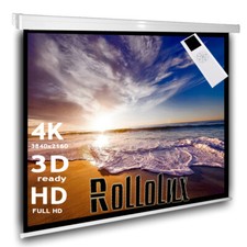 Rollolux Écran de projection motorisé home cinéma 160 x 160 1:1 3D 4K HDTV 86"