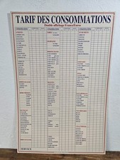 Tarif de bistrot : Tarif des consommations