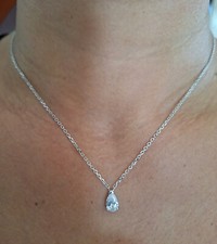 collier, chaîne, pendentif en argent massif, Zirconiums, Solitaire 