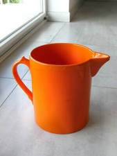 LUMINEUX PICHET POT BROC MAJOLIKA CÉRAMIQUE ORANGE MODERNISTE VINTAGE   ANNÉE 70