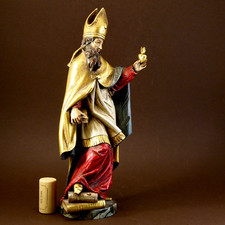Sculpture bois polychrome et OR St Augustin évêque d'Hippone