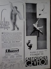 GEVELOT + gaine ROUSSEL + Cognac MARTELL + VOLTEX pub papier l'ILLUSTRATION 1928