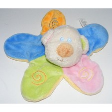 Doudou plat chien fleur bleu