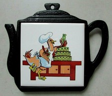 Dessous de plat carreau céramique Oie Gâteau anniversaire Sri Lanka / Taïwan