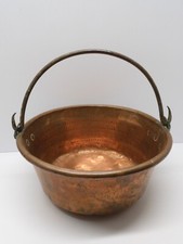 -ANCIEN GROS CHAUDRON CUIVRE support POIGNEE CUIVRE EPAIS déco CHEMINEE D