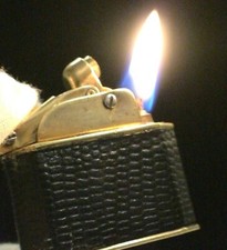 Briquet ancien * Myon Autolux Lézard Plaqué OR * Lighter Feuerzeug Accendino