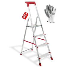Échelle Domestique En Aluminium Avec Bac De Rangement + Gants | 4 Marches