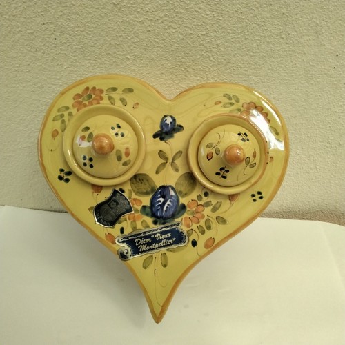Encrier coeur faience décor - coeur,