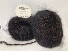 lot de 10 Pelotes laine mohair noir et terracotta / fabriqué en France
