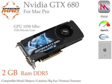  Nvidia GTX 680 MSI 2GB DDR5 for Mac Pro, Metal 4k Mojave  Monterey Sequoia