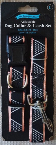 Collier laisse noir et - noir, rose