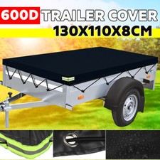 1X 130X110X8CM 600D Bâche de protection Plate Remorque avec Tendeur Imperméable