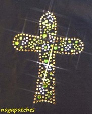 Motif à floquer / Transfert en Strass thermocollant Croix  Chrétienne Jesus