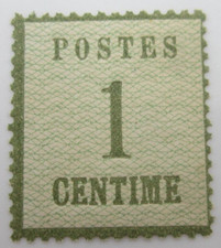 TIMBRE ALSACE - LORRAINE N° 1a - VERT-OLIVE - NEUF AVEC CHARNIERE - SIGNE CALVES