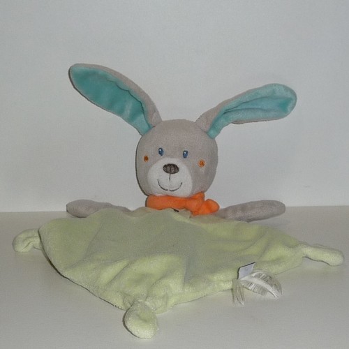 Doudou lapin tex vert bleu - doudou,