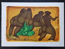 Pierre Cadiou Lithographie en couleurs illustrations Georges Brassens estampe