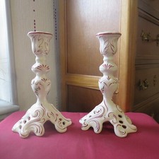 rare 2 bougeoirs en faïence