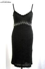 NATHALIE CHAIZE - ROBE A BRETELLES ORIGINALE MAILLE GRIS FONCE T 38 - TB ETAT
