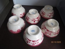 6 anciens bols lunéville en porcelaine, rouge et blanc