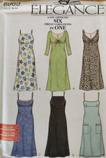 6969 PATRON SIMPLICTY "ELEGANCE" 6 CREATIONS ROBE AVEC OU SANS MANCHES  34 AU 44