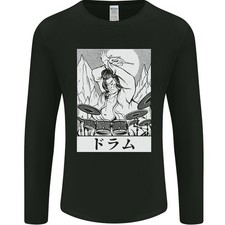 T-Shirt À Manches Longues Pour Homme Sumo Wrestler Drummer Drumming Drums