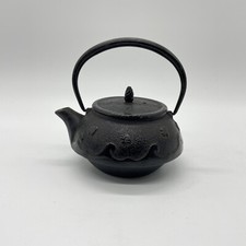 Petite théière Nanbu Tekki noir tetsubin poisson wave fonte vintage Japon