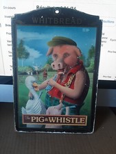 PANNEAU MURAL / aggloméré . pub whitbread.   the pig & whistle 30 X 20 cm- repor