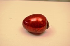 Antique Allemand Kugel Rouge Noël Ornement Laiton Cap Mercury Verre Œuf Forme "