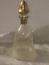 Flacon ancien givré bouchon d’origine – verre décoratif vintage