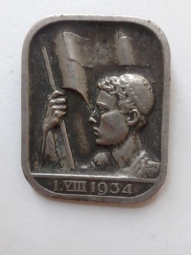 Broche métal argenté signé - métal,