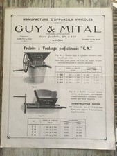 Fouloir Pompe Egrappoir  Guy et Mital Monplaisir Usines et Fonderies Lyon 