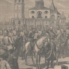 Couronnement Tsar Nicolas II Kremlin Proclamation Peuple  Gravure de presse 1896