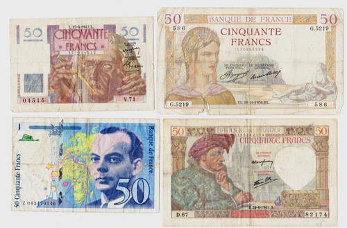 Lot billets francs - billets, 50