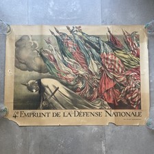 Affiche originale 4e Emprunt défense Nationale - Abel Faivre  WW1  1914 1918