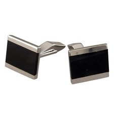 Argent Sterling Flush Onyx Boutons de Manchette Homme 925 Poinçonnée Britannique