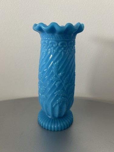 Vase verre opaline bleue - vase, en