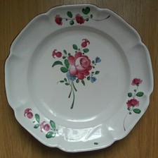 RARE SUPERBE ancienne ASSIETTE XIXe / XVIIIe ? FAIENCE DES ISLETTES fleurs rose
