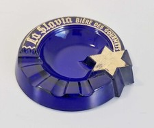 Cendrier ancien Bière La Slavia En pâte de verre bleu 15 cm