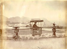 CHINE HONG KONG Ca 1886 Colonie anglaise Porteurs transportant un européen
