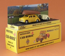 Car-Horse Renault 4cv 4 c.v avec canot et remorque style Dinky cij jrd Norev