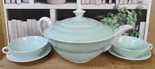 Tête A Tête Giraud Porcelaine Limoges Art Déco Vert Pastel / 1 Théière+ 2 Tasses